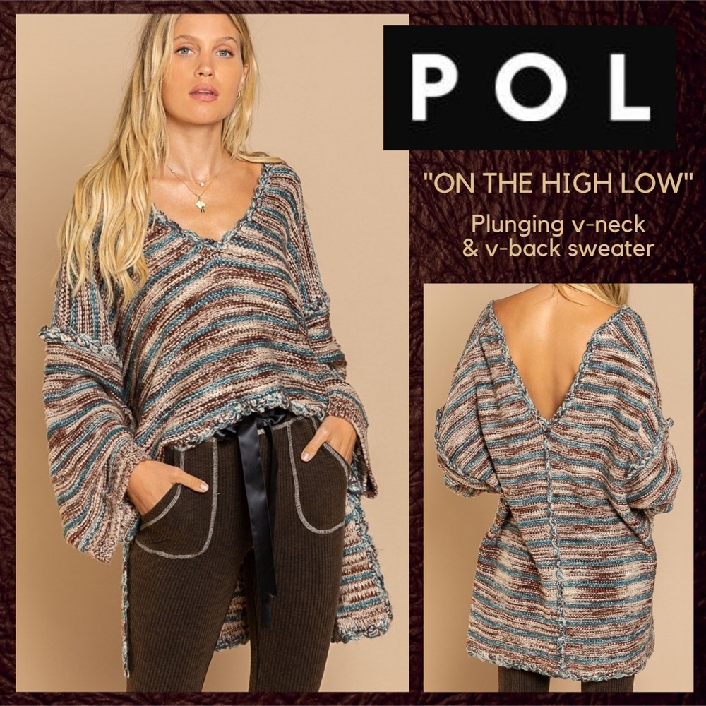 📌 POL "On The High Low" Sexy Deep V-Neck & Back Top Statement Details Raw Trim